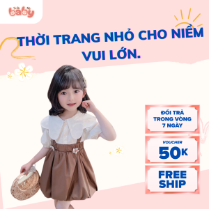 Set váy yếm nâu xinh xắn - Tủ Đồ Nhí